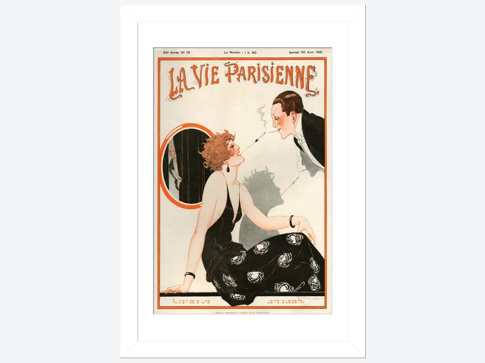 Le Paravent Rouge, from A Collection of Fashion Plates, 1921 (Pochoir Print) | Large Solid-Faced Canvas Wall Art Print | Great Big Canvas