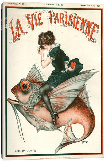 1921 La Vie Parisienne Magazine Cover Canvas Art Print - Historical Fashion Art