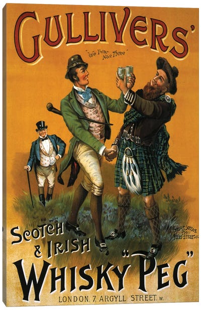 1899 Gulliver's Whisky Advert Canvas Art Print - Vintage Kitchen Posters