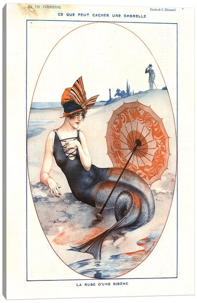 1921 La Vie Parisienne Magazine Plate Canvas Art Print - Mermaid Art