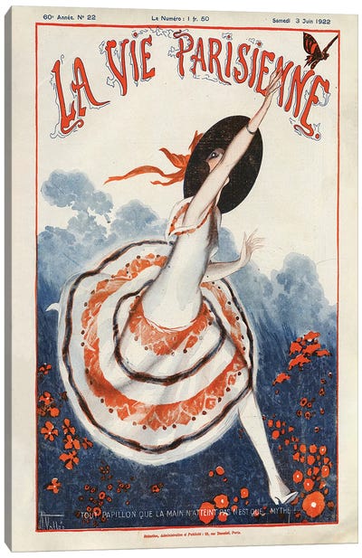 1922 La Vie Parisienne Magazine Cover Canvas Art Print - Historical Fashion Art