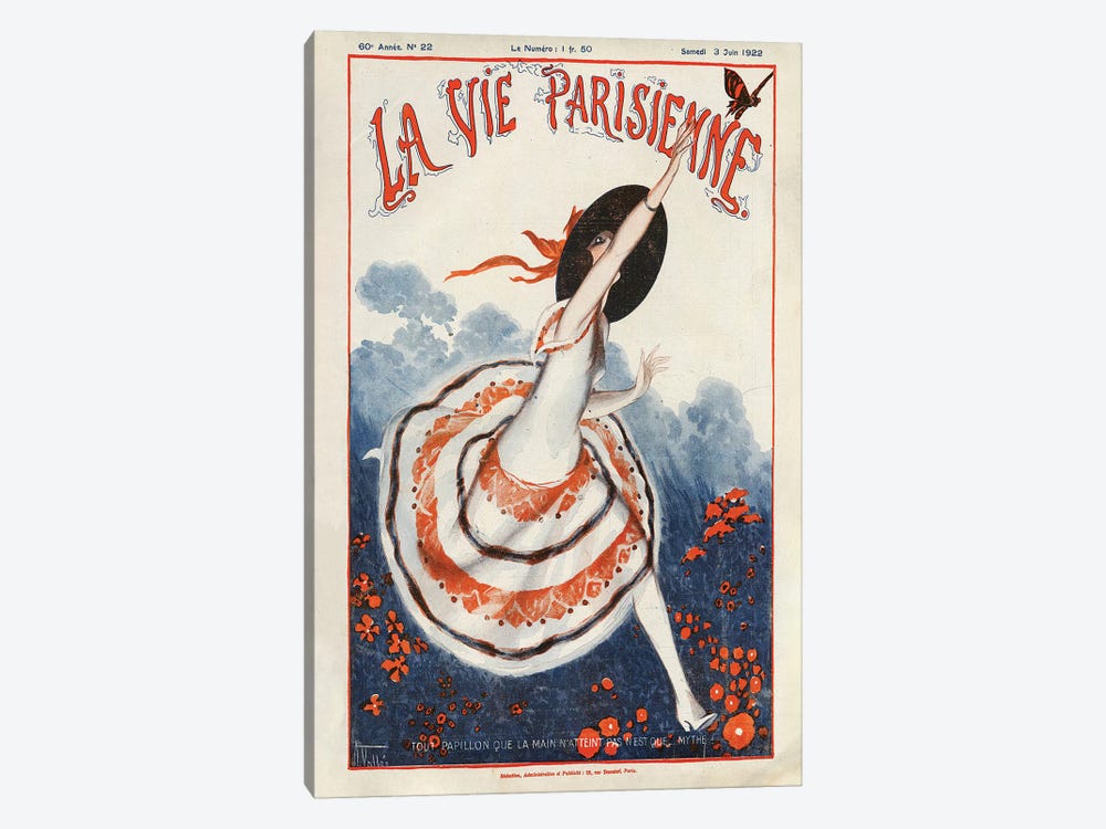 1922 La Vie Parisienne Magazine Cover by Armand Vallee 1-piece Canvas Wall Art