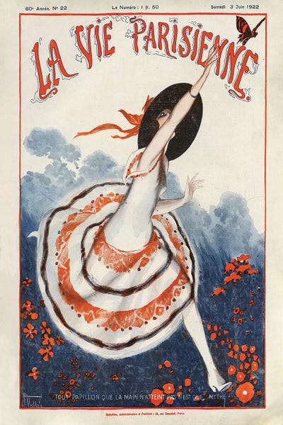 Armand Vallee: 1922 La Vie Parisienne Magazine Cover by Armand Vallee