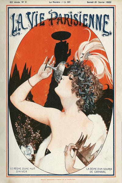 1922 La Vie Parisienne Magazine Cover by Cheri Herouard canvas print