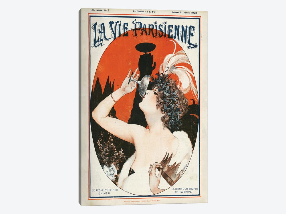 1922 La Vie Parisienne Magazine Cover by Cheri Herouard 1-piece Canvas Print