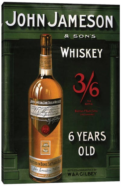 1906 John Jameson Whiskey Advert Canvas Art Print - Whiskey Art
