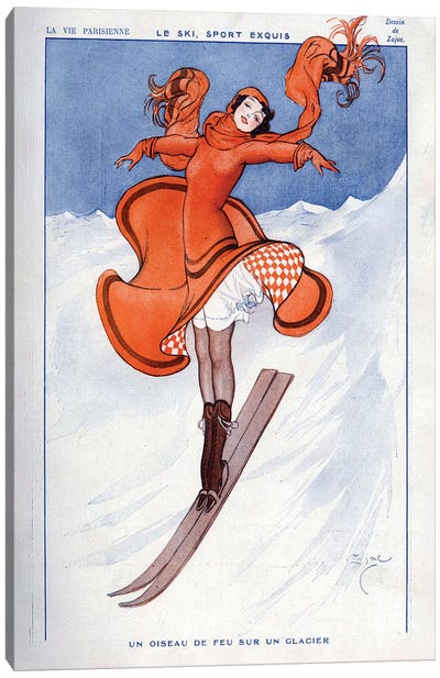 1922 La Vie Parisienne Magazine Plate Canvas Art Print - Skiing Art