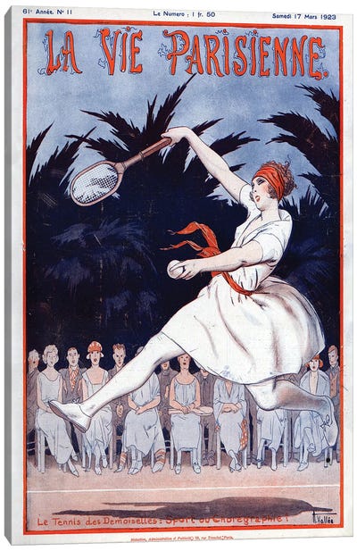 1923 La Vie Parisienne Magazine Cover Canvas Art Print - Tennis Art