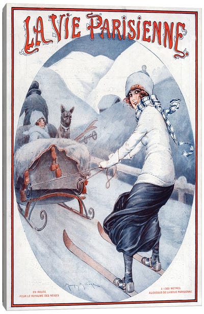 1923 La Vie Parisienne Magazine Cover Canvas Art Print - Skiing Art