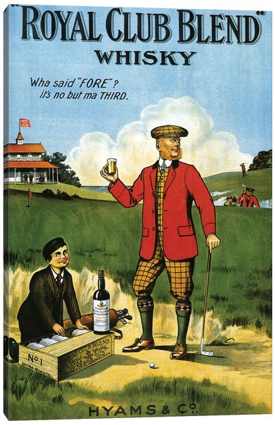 1908 Royal Club Whisky Advert Canvas Art Print - Winery/Tavern