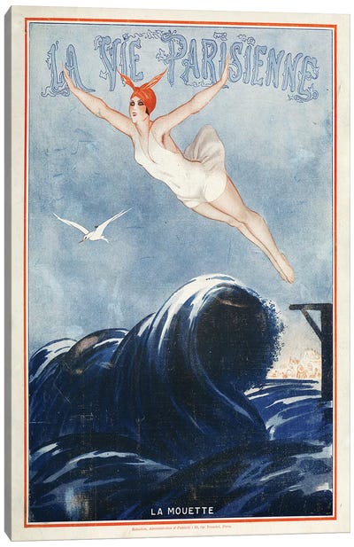 1923 La Vie Parisienne Magazine Cover Canvas Art Print - Swimming Art