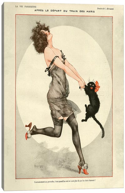 1923 La Vie Parisienne Magazine Plate Canvas Art Print - Black Cat Art
