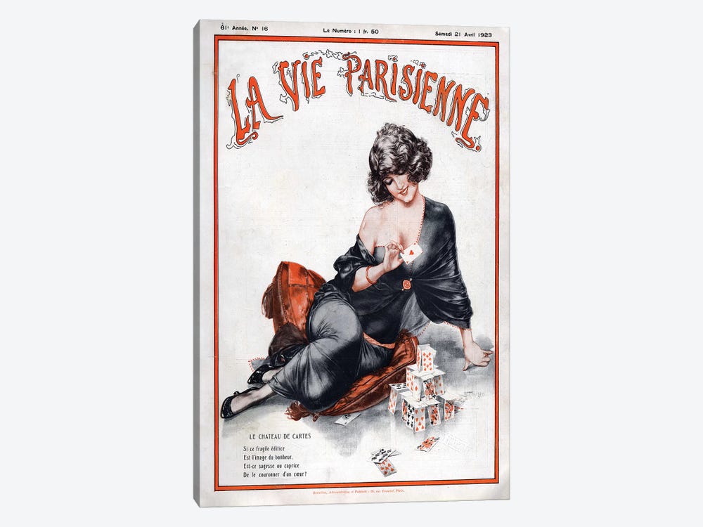 1923 La Vie Parisienne Magazine Plate by Cheri Herouard 1-piece Canvas Art Print