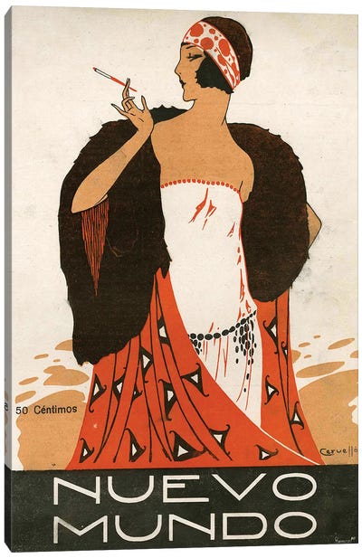 1923 Nuevo Mundo Magazine Cover Canvas Art Print - Historical Fashion Art