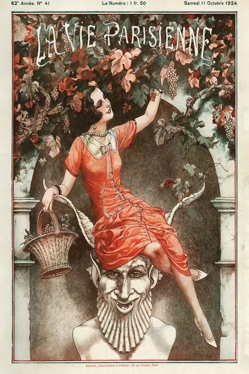 1924 La Vie Parisienne VI Cover by Cheri Herouard wall art