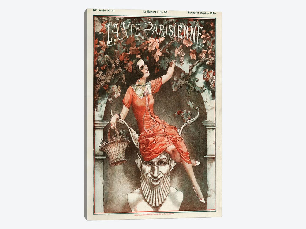 1924 La Vie Parisienne Magazine Cover by Cheri Herouard 1-piece Canvas Art Print