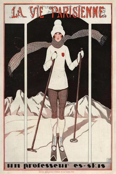 Skiing: 1924 La Vie Parisienne III Cover by Georges Leonnec