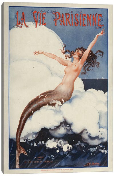 1924 La Vie Parisienne Magazine Cover Canvas Art Print - Mermaid Art
