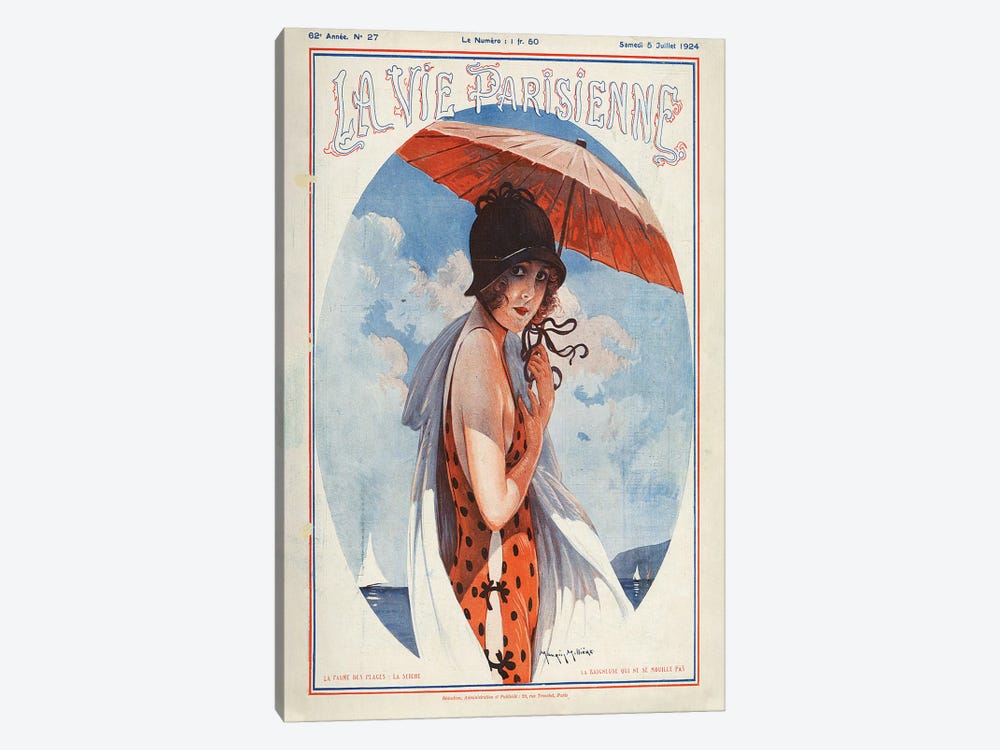 1924 La Vie Parisienne Magazine Cover by Maurice Milliere 1-piece Canvas Artwork