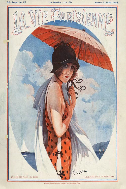 1924 La Vie Parisienne Magazine Cover by Maurice Milliere wall art