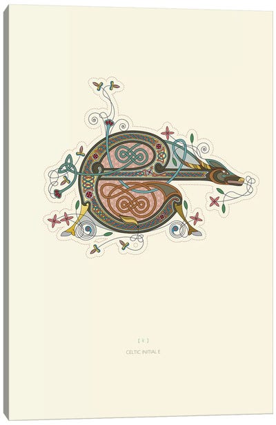 E Celtic Initial Canvas Art Print - Letter E