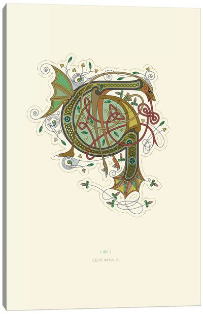 G Celtic Initial Canvas Art Print - Letter G