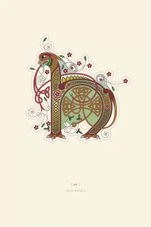 H Celtic Initial by Thoth Adan wall art