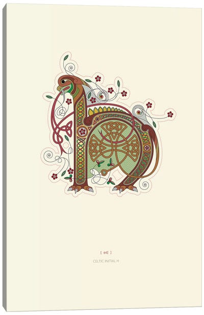 H Celtic Initial Canvas Art Print - Letter H