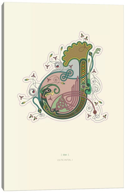 J Celtic Initial Canvas Art Print - Letter J