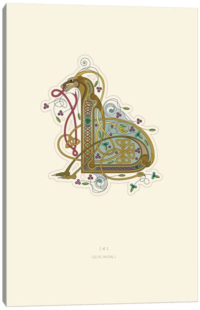 L Celtic Initial Canvas Art Print - Alphabet Art