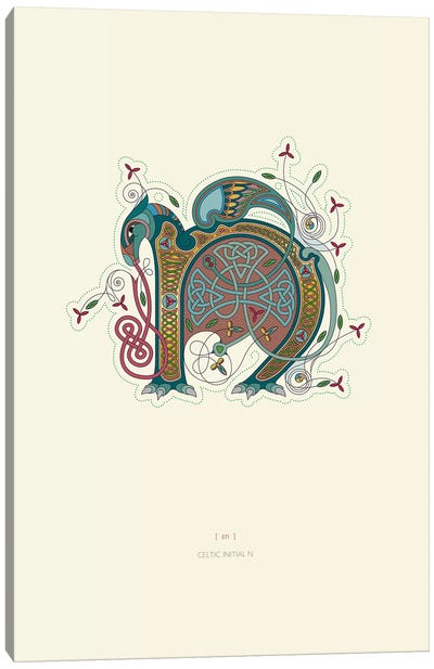 N Celtic Initial Canvas Art Print - Letter N