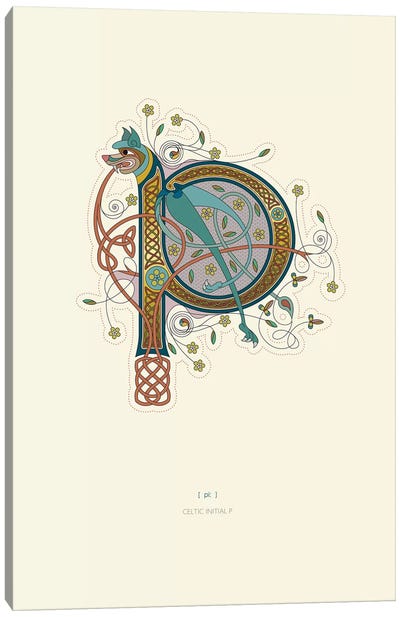 P Celtic Initial Canvas Art Print - Letter P