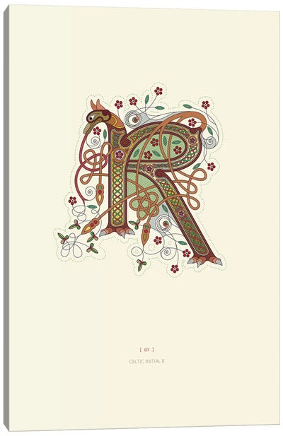 R Celtic Initial Canvas Art Print - Letter R