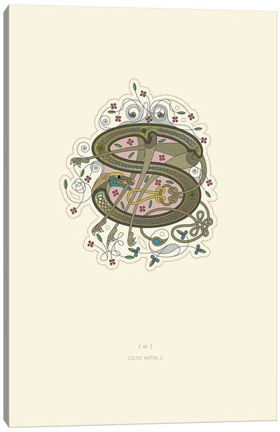 S Celtic Initial Canvas Art Print - Letter S