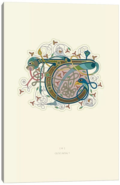 T Celtic Initial Canvas Art Print - Letter T