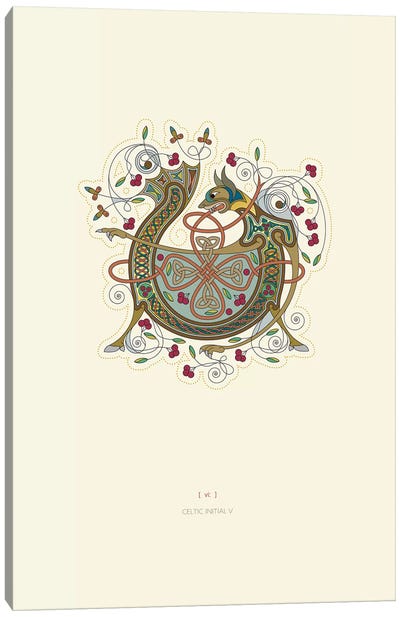 V Celtic Initial Canvas Art Print - Letter V