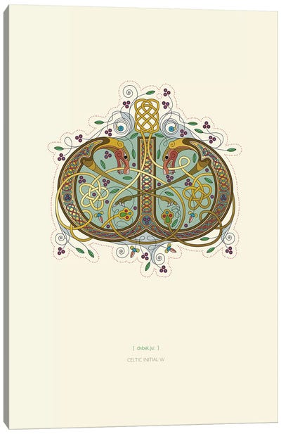 W Celtic Initial Canvas Art Print - Letter W