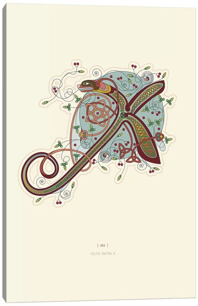 X Celtic Initial Canvas Art Print - Letter X