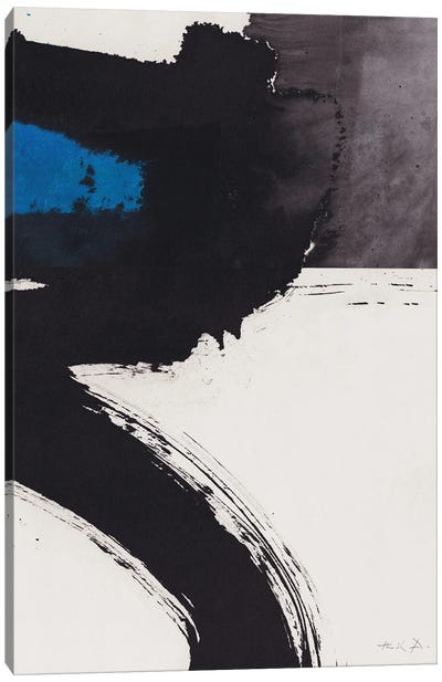 Dark Road Canvas Art Print - Black, White & Blue Art