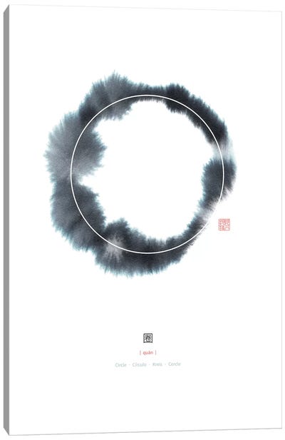 Circle I In Black and White Canvas Art Print - Buddhism Art