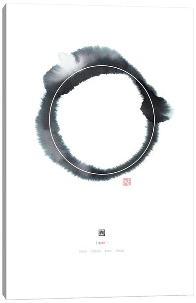 Circle III In Black and White Canvas Art Print - Buddhism Art