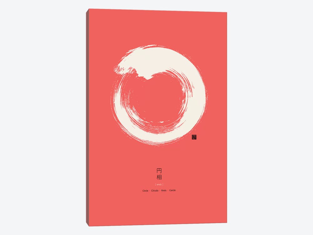 Enso On Red Background by Thoth Adan 1-piece Canvas Art