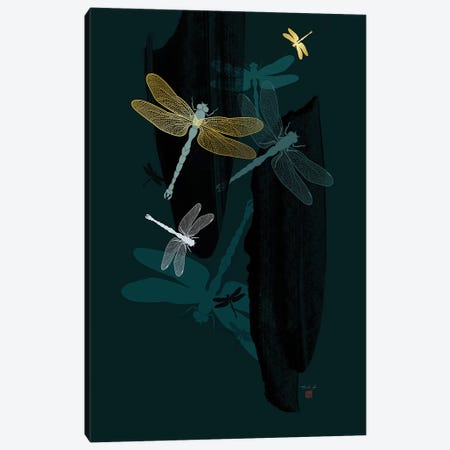 Midnight Dragonflies Canvas Print #TAD72} by Thoth Adan Canvas Print