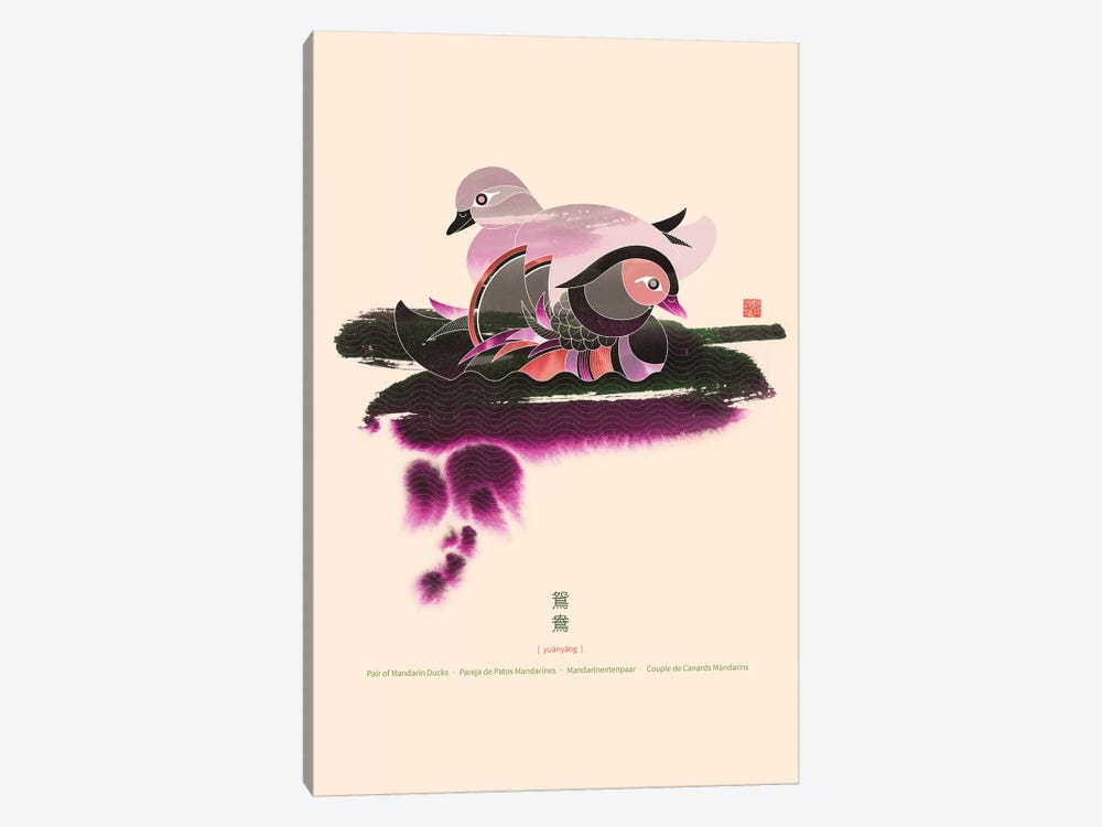 Pair Of Mandarin Ducks by Thoth Adan 1-piece Canvas Print