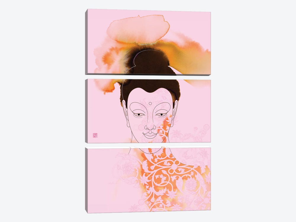 Pink Buddha Shakyamuni by Thoth Adan 3-piece Canvas Artwork