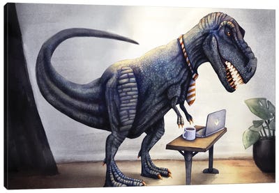 Consultant T-Rex Canvas Art Print - Tim Andraka