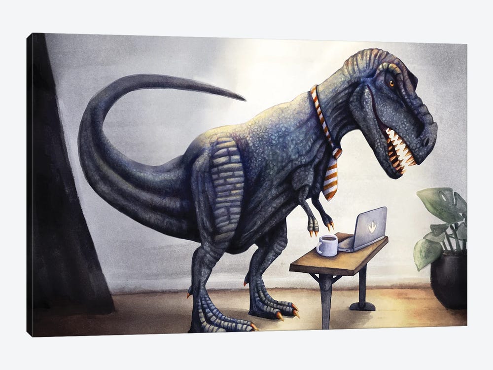 Consultant T-Rex by Tim Andraka 1-piece Canvas Print