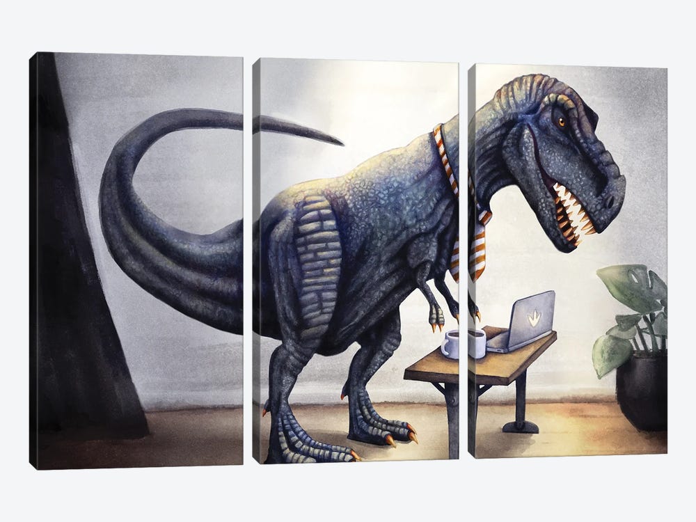 Consultant T-Rex by Tim Andraka 3-piece Art Print