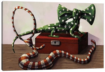 Dots And Stripes Canvas Art Print - Lizard Art