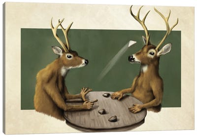 Deer Games Canvas Art Print - Tim Andraka